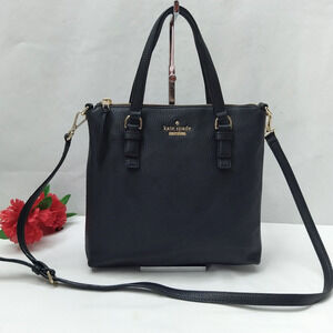 Kate Spade New York Black Pebbled Leather Zipper Closure Crossbody Shoulder Bag